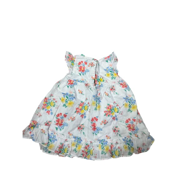 Janie and Jack Floral Ruffle Dress Baby Girl 6 to 12 Months White Summer Casual - Picture 2 of 3